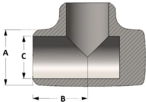 UNS C71500 SMLS DN 200x100 Target Tee CuNi 9010 3 х 2.5mm Butt Welding Fittings