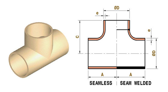 Metal Copper Nickel Tee C70600 CuNi 90/10  Tee Manufacturer and Supplier